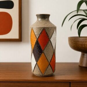 Bitossi Harlequin Ceramic Vase Raymor Italy Aldo Londi Mid Century Modern